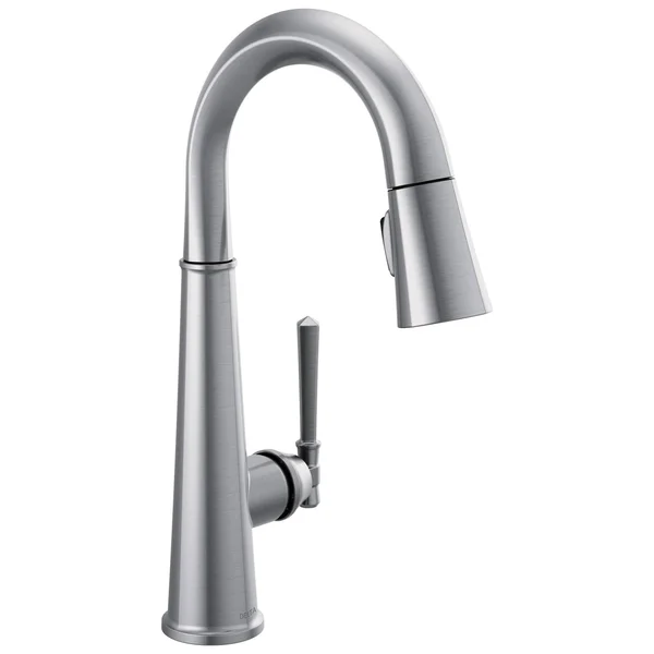 Delta Faucets 9982-AR-PR-DST Emmeline Single Handle Pull Down Bar/Prep Faucet in Lumicoat Arctic Stainless