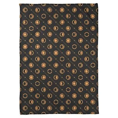 Moon Phases Fleece Blanket East Urban Home Size: 50x22 W x 60x22 L, Color: Orange/Black
