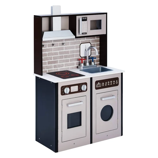 Teamson Kids - Little Chef Burgundy Classic Play Kitchen - Expresso - Black