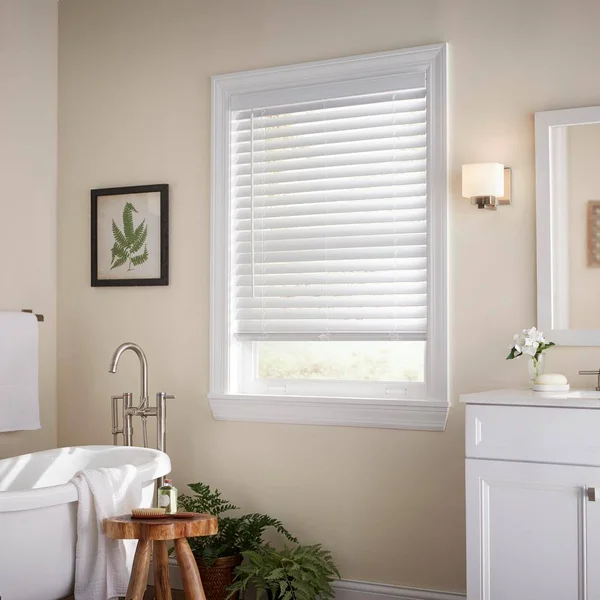 Home Decorators Collection White Cordless Room Darkening 2 in. Faux Wood Blind for Window - 32.5 in. W x 72 in. L