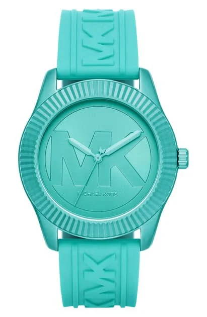 Michael Kors Women's Maddye Aqua Silicone Strap Watch 43mm - Blue