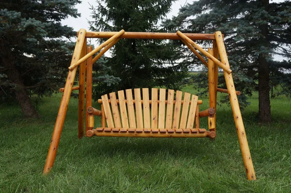 Moon Valley Rustic 5' Cedar Lawn Swing - Varnished, No Thanks, Red Canopy