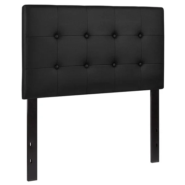 Alamont Button Tufted Upholstered Twin Size Headboard in Black Vinyl