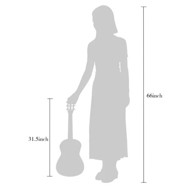 ADM Beginner Classical Guitar 30 inch Nylon Strings Bundle with Carrying Bag & Accessories, Natural Gloss