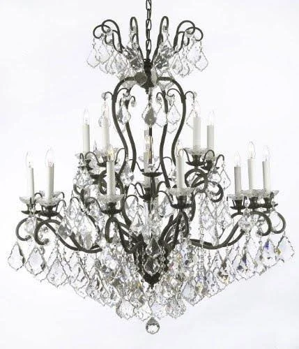 Wrought Iron Crystal Chandelier Chandeliers Lighting W38x22 H44x22