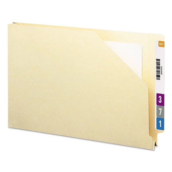 Smead End Tab Jackets with Reinforced Tabs - Straight Tab, Legal size, 14-pt Manila, 50/Box (SMD76740)
