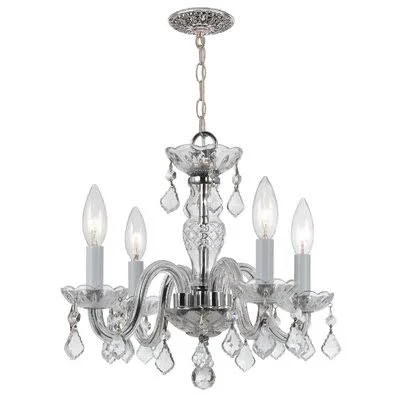 Eivind 4 - Light Candle Style Classic - Traditional Chandelier with Wood Accents Rosdorf Park Finish: Polished Chrome, Crystal T