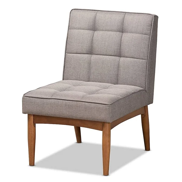 Baxton Studio Isak Fabric Dining Chair in Grey/Walnut Walnut/Grey