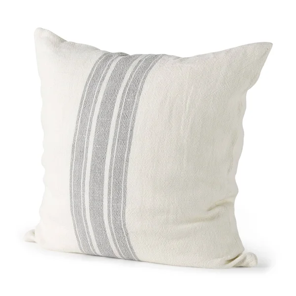 Mercana Patrice White and Gray Stripes Decorative Pillow Cover 68872