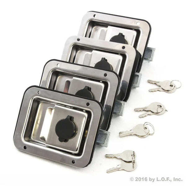 4 SS Steel Door Lock Trailer Toolbox Handle Latch 4-5/8x22 3-5/8x22 Paddle Key Cover