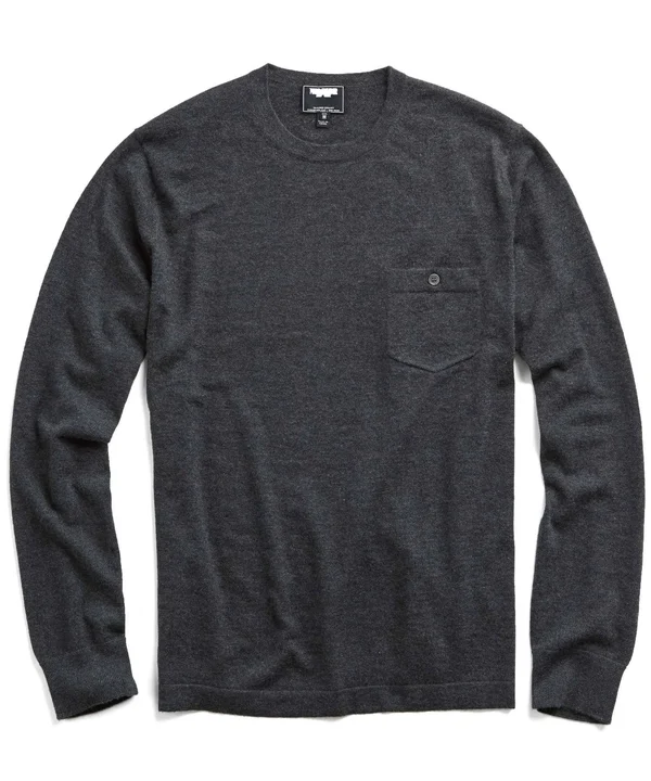 Todd Snyder, Cashmere T-Shirt Sweater in Charcoal, Xs