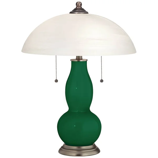 Color + Plus Greens Gourd-Shaped Table Lamp with Alabaster Shade