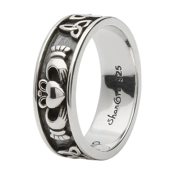 Retired Unisex Sterling Silver Claddagh and Trinity Wedding Ring SU-SD21 - 8.5