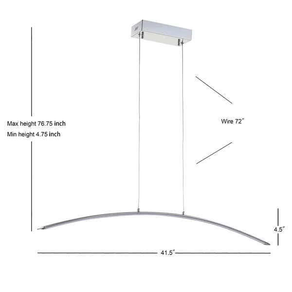 Jonathan Y Roxanna 41.5x22 Dimmable Adjustable Integrated LED Metal Linear Pendant - Chrome