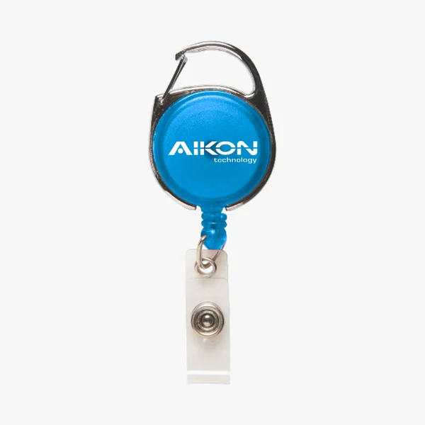 150 Promotional Custom Printed Carabiner Clip Name Badge Holder Reel with Retractable Cord - Vinyl Strap Attachment and Snap Clo