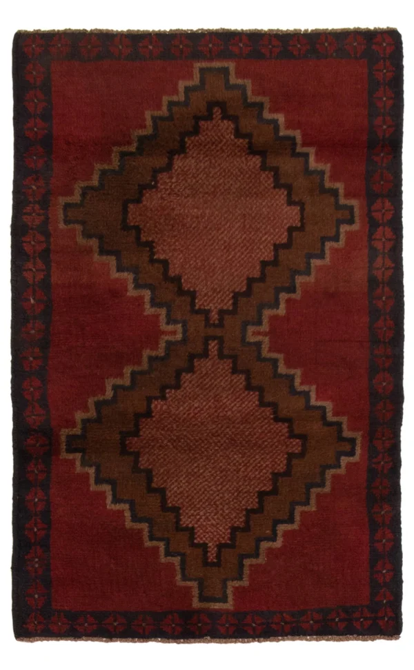 ECARPETGALLERY Hand-Knotted Baluch Dark Red Wool Rug - 2'8 x 4'4