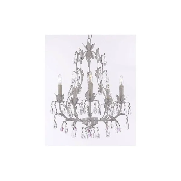 Harrison Lane J2-1153 Versailles 5 Light 18x22 Wide Taper Candle Chandelier with P White