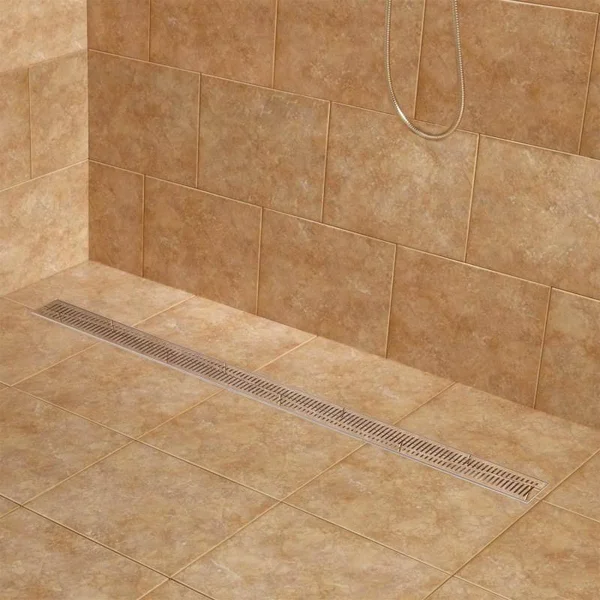 Signature Hardware 931289-48-F Rowland 48x22 Linear Shower Drain with Flange Polished Stainless Steel Shower Accessories Shower
