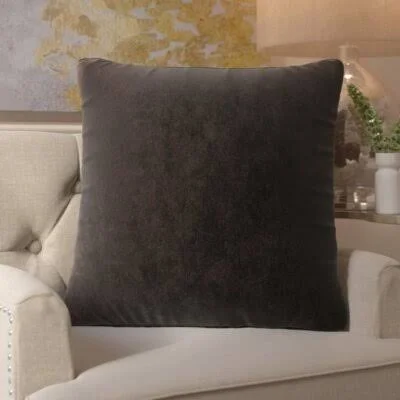 Square Velvet Throw Pillow Everly Quinn Size: Large, Color: Storm