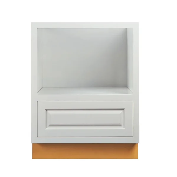 Vintage White Inset Raised Panel Microwave Base Cabinet - 27 inch