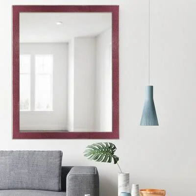 Aketzalli Silver Speckled Accent Mirror Ebern Designs Size: 28x22 H x 46x22 W, Finish: Red