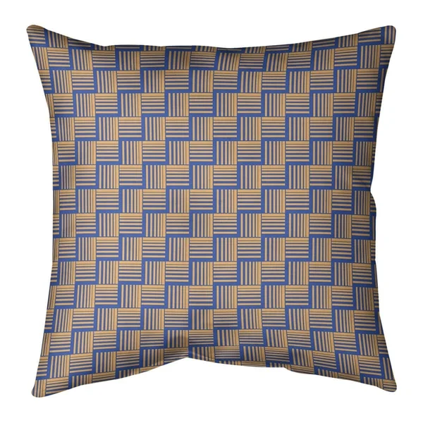Blue Feature Color Contrast Basketweave Stripes Throw Pillow - 20 x 20 - Blue & Yellow - Faux Suede