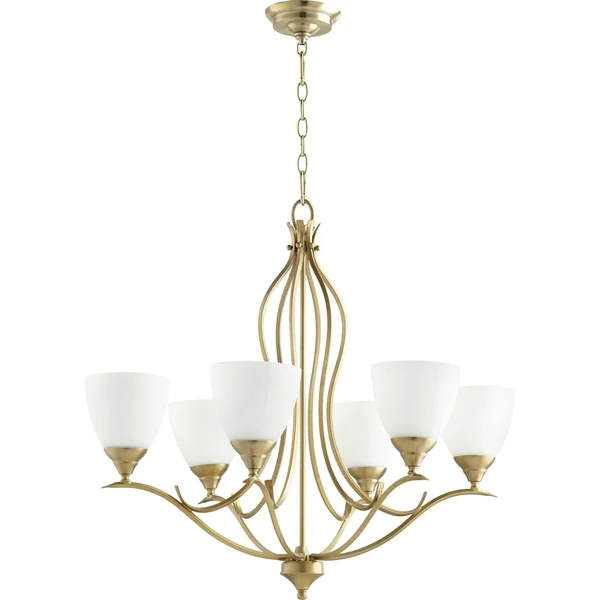 Quorum Flora 6-Light Chandelier Aged Brass 614-6-80