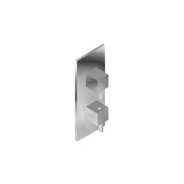 Graff G-8048-LM39E0-SN-T M-Series Square Thermostatic 2-Hole Trim Plate w/Qubic Tre Handle (Trim Only) in Satin Nickel