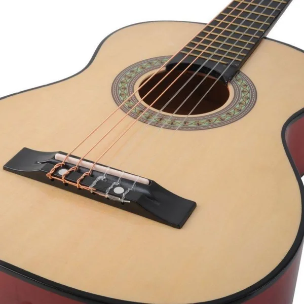 ADM Beginner Classical Guitar 30 inch Nylon Strings Bundle with Carrying Bag & Accessories, Natural Gloss