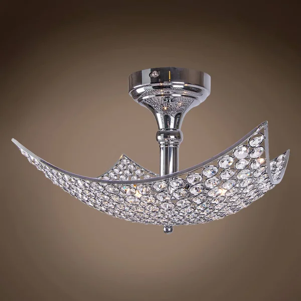 Joshua Marshal Home Collection 3 Light Chrome Semi Flush Mount with Clear European Crystals