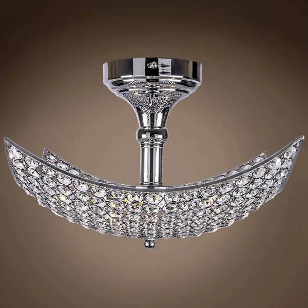 Joshua Marshal Home Collection 3 Light Chrome Semi Flush Mount with Clear European Crystals