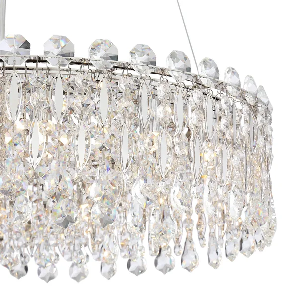 Possini Euro Design Chrome Crystal Pendant Chandelier 23 1/2x22 Wide Modern Drum LED 12-Light Fixture for Dining Room House Foye