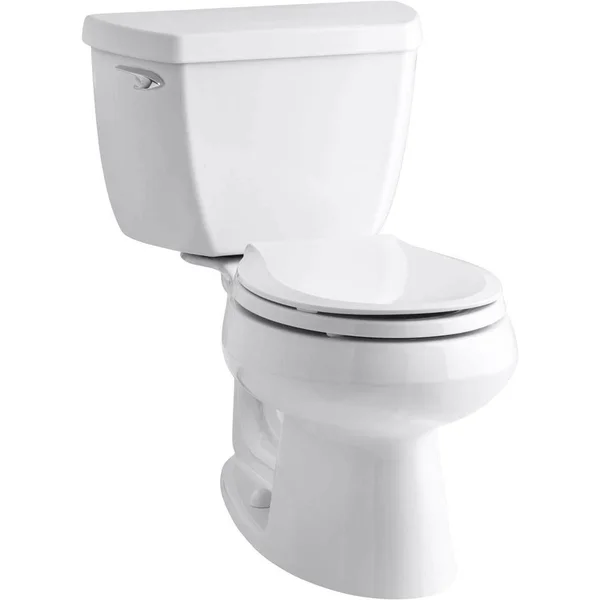 Kohler Wellworth Classic 2-Piece Single Flush 1.28 GPF Round Front Toilet in White with Cachet Q3 Toilet Seat
