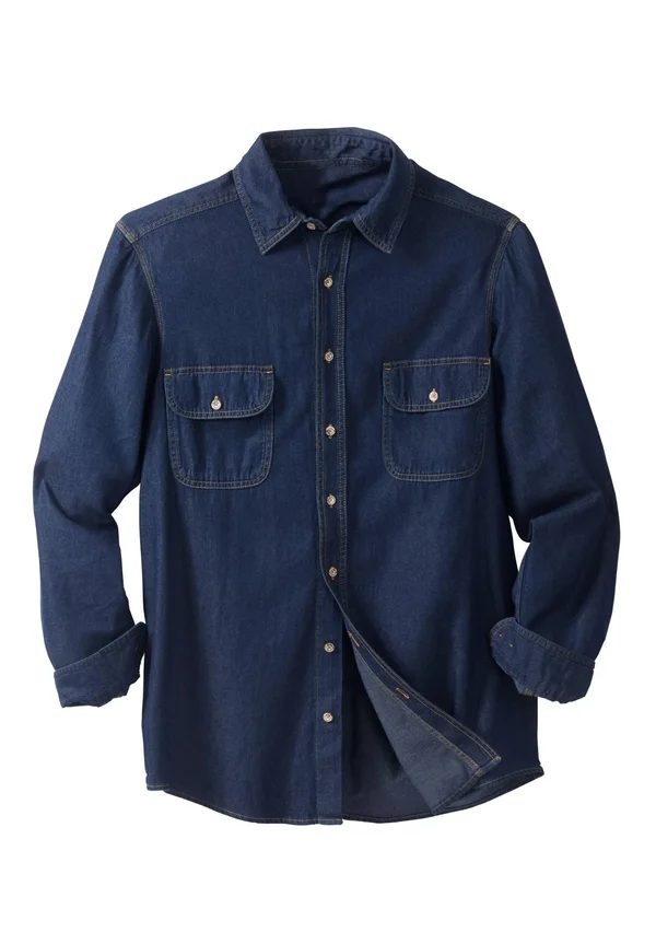 Men's Big & Tall Boulder Creek Long-Sleeve Renegade Button Up Shirt by Boulder Creek in Indigo Denim (Size 8XL)
