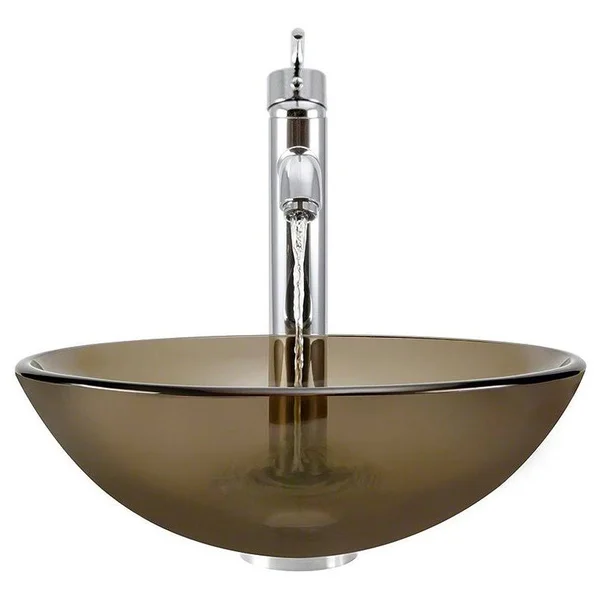 Mr Direct 601-TAU-718-C Taupe Chrome Bathroom 718 Vessel Faucet Ensemble