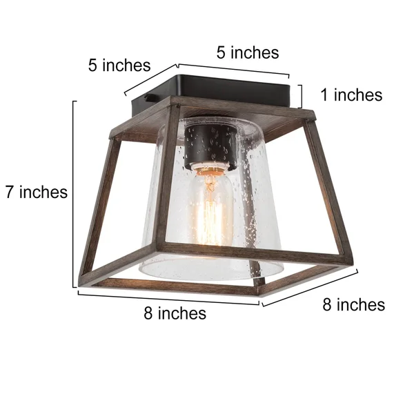 Farmhouse 1-Light Flush Mount Ceiling Lighting Glass Cage Fixtures Lamp - L 8x22x W 8x22x H 11.5x22