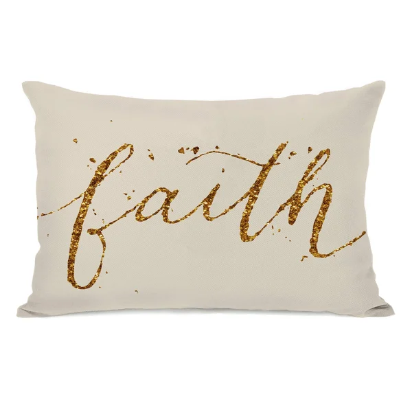 Faith - Cream Gold 14x20 Pillow by OBC - Accent - Polyester - Single