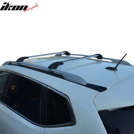 Ikon Motorsports Crossbars Fits 2014-2019 Nissan Rogue - OE Fit Luxury Style Cross Bar Roof Rack Black Cap Set