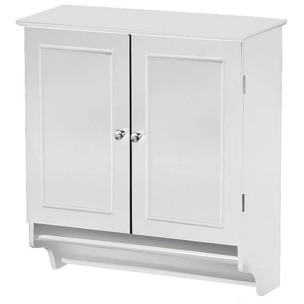 Yaheetech Bathroom/Kitchen Wall Mounted Cabinet White Double Door & Hanging Bar Storage Cupboard CAMPN00050504, 24 x 9 x 25"
