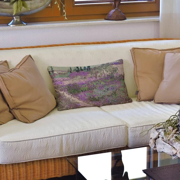 ArtVerse Bluhender Garten mit Pfad Lumbar Pillow - Purple - Synthetic Fiber