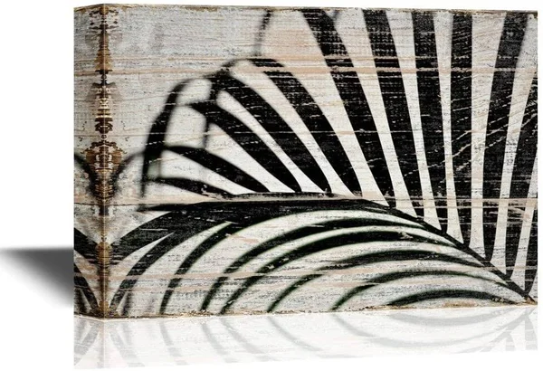 Wall26 - Canvas Wall Art - Tropical Plant Leaf on Wood Style Background - Gallery Wrap Modern Home Decor - Ready to Hang - 32x48
