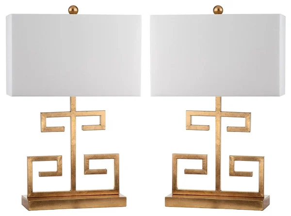 Metal Greek Key Table Lamp (Set of 2) - Gold Finish by Ashley HomeStore
