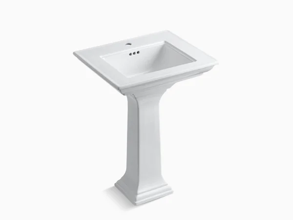 KOHLER K-2344-1-0 Memoirs Stately 24 In. Pedestal Bathroom Sink with Single Faucet Hole, White