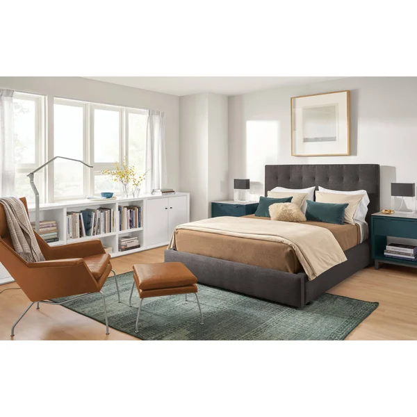 Room & Board - Modern Copenhagen One-Drawer Nightstand Made from White Wood, Aluminum Pulls w/ Stainless Steel Frame Base