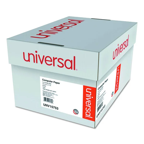 Universal UNV15753 Green Bar Computer Paper 2-Part Carbonless