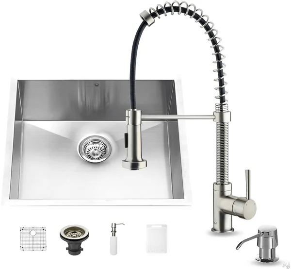 Vigo VG15075 Undermount Stainless Steel Kitchen Sink Faucet Grid STRAINER and Dispenser