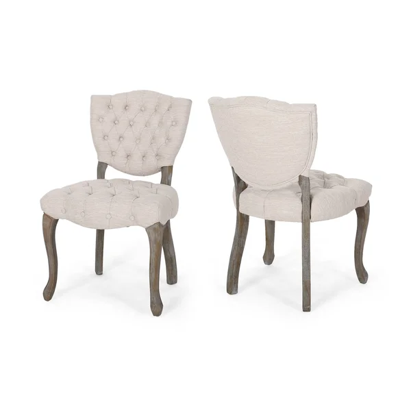 Case Tufted Dining Chair with Cabriole Legs (Set of 2) Beige