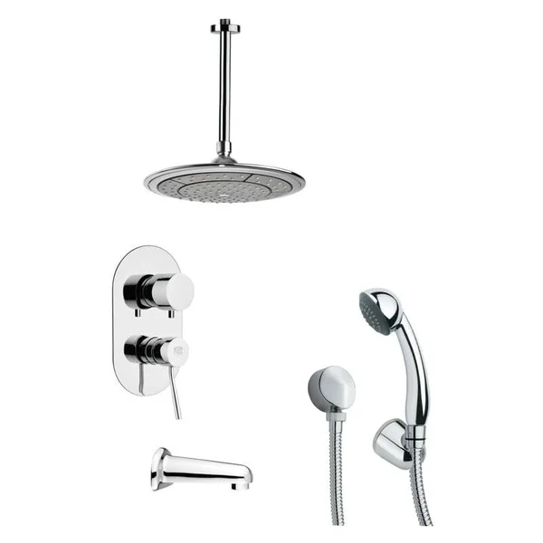 Remer TSH4000 Tyga Round Modern Tub and Shower Faucet with Handheld Shower in Chrome