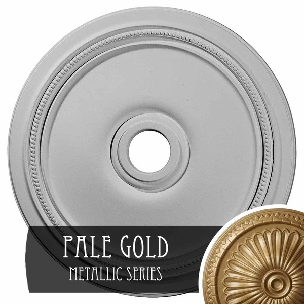 24x22OD x 3 5/8x22ID x 1 1/4x22P Diane Ceiling Medallion (Fits Canopies Up to 6 1/4x22) - Hand-Painted Pale Gold