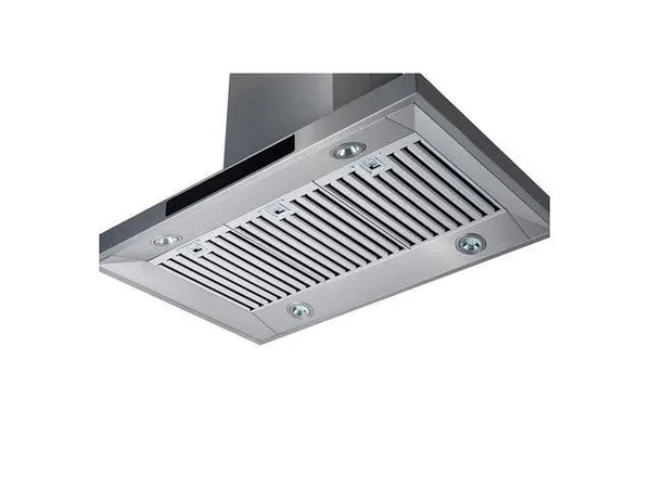Awoco 36” Island Mount 43”h Stainless Steel Range Hood 4 Speeds - 6” Round Top Vent 900CFM 4 LED Lights & Remote Control (RH